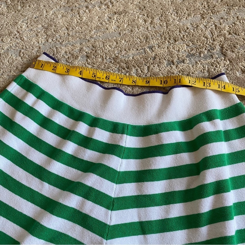 Daily Practice Anthropologie Green White Striped Shorts Tight Knit Cotton: XL - Picture 7 of 11
